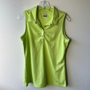 Callaway top women's Medium Golf athletic athleisure collared Lime Green